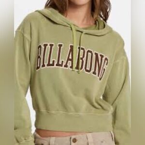 *NWOT* Billabong Womens All Time Fleece Pullover Medium Green Surf Beach Grunge